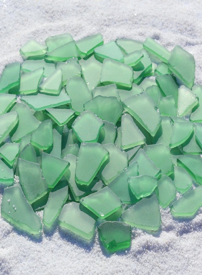 QYGL Sea Glass for Crafts - 34oz Green Frosted Seaglass Pieces - Vase Filler and Aquarium Ornament, DIY Craft Supplies for Art, Beach Weddings, and Home Decor - Image 3